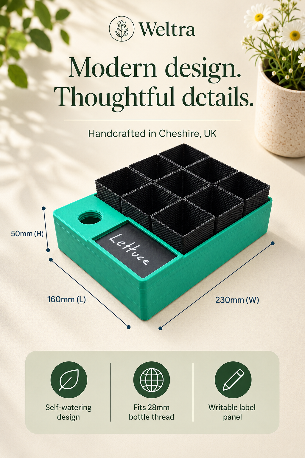 Self-Watering 9-Pod Seed Propagator | Larger Automatic Watering Tray with Flexible Pop-Out Pods for Herbs, Flowers & Vegetables
